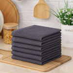 100% Cotton Kitchen Dish Cloths, 6 Pack Waffle Weave Ultra Soft Absorbent Dish Towels, 12 X 12 Inches, Dark Grey