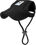 Pawaboo Dog Baseball Cap, Adjustable Dog Outdoor Sport Sun Protection Baseball Hat Cap Visor Sunbonnet Outfit with Ear Holes for Puppy Small Dogs, Small, Black