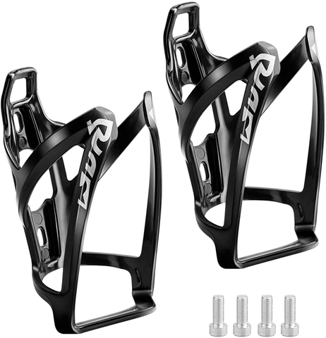 2 Pack Black Bike Water Bottle Cage, Strong and Lightweight Universal Bike Cup Holder