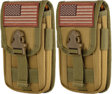 2 Pack Tactical Cell Phone Holster Pouch, Smartphone Pouches with US Flag Patch