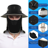 Sun Hat for Womens/Mens, Wide Brim Foldable Flap Cover Fishing Hat with Neck Flap and Face Cover, Sun Protection Boonie Hat