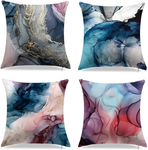Marble Throw Pillow Covers Set of 4 Abstract Marble Texture Decorative Pillow Case Blue Pink Cushion Covers 18X18 Inch 