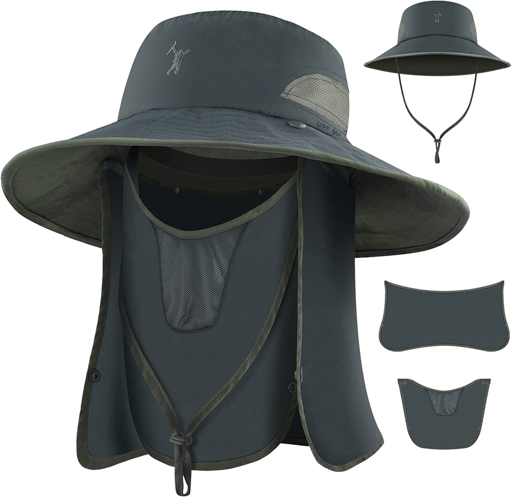 Sun Hat for Womens/Mens, Wide Brim Foldable Flap Cover w/ Neck