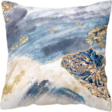 Printed Abstract Decorative Throw Pillow Covers Only, Soft Velvet Accent Cushion Cases 45Cm X 45Cm (Blush & Blue Waves)