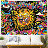Trippy Tapestry Sublime Sun Tapestry Hippie Mushroom Tapestry Colorful Wall Tapestry for Bedroom Aesthetic Cute Tapestries Wall Hanging 
