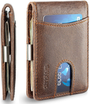 Minimalist Slim Wallet for Men with Money Clip RFID Blocking Front Pocket Leather Wallet