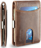 Minimalist Slim Wallet for Men with Money Clip RFID Blocking Front Pocket Leather Wallet