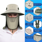 Sun Hat Wide Brim Foldable Flap Cover Fishing Hat with Neck Flap and Face Cover, Sun Protection Boonie Hat