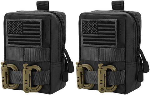 2 Pack Molle Pouches - Tactical Compact Water-Resistant EDC Pouch Bag Small Utility Pouch