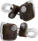 Set of 2 Genuine Leather Headphone Earphone Organizer Cord Winder (Variants)