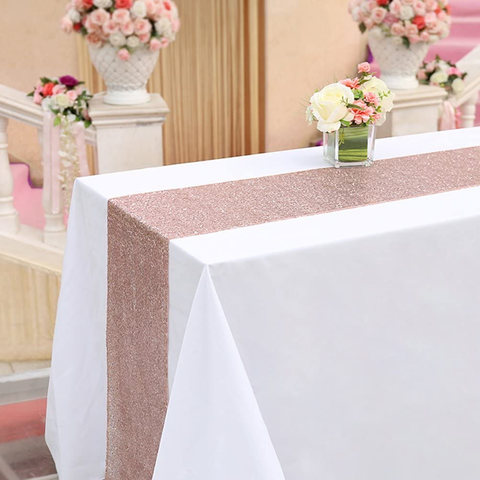 12X72 Inches Rose Gold Sequin Table Runner Home Party Wedding Table Decoration