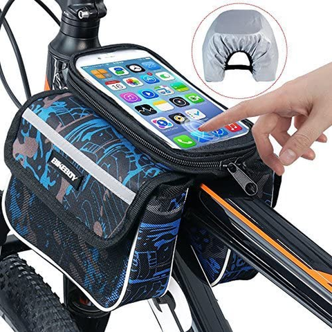 Bike Bag, Bicycle Top Tube Phone Bag Bike Storage Bag for Max Waterproof Touch Screen