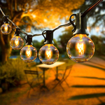 Outdoor String Lights 25Feet Patio Lights w/ 27 Edison Glass Bulbs(2 Spare) Globe Hanging Lights