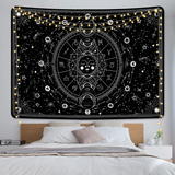 Sun and Moon Tapestry Black and White Tapestries Stars Starry Wall Tapestry Constellation Tapestry Black Tapestry Wall Hanging for Room Wall Decor (59.1 × 59.1 Inches)