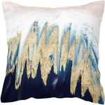 Printed Abstract Decorative Throw Pillow Covers Only, Soft Velvet Accent Cushion Cases 45Cm X 45Cm (Blush & Blue Waves)