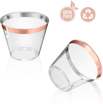 50 Rose Gold Cups 9 Oz Rose Gold Plastic Cups Fancy Disposable Wedding Cups 