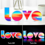 LED Neon Love Sign Light, 14"X 5" Rainbow Colorful Letters Sign Light