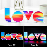 LED Neon Love Sign Light, 14"X 5" Rainbow Colorful Letters Sign Light