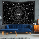 Sun and Moon Tapestry Black and White Tapestries Stars Starry Wall Tapestry Constellation Tapestry Black Tapestry Wall Hanging for Room Wall Decor (59.1 × 59.1 Inches)