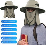 Sun Hat Wide Brim Foldable Flap Cover Fishing Hat with Neck Flap and Face Cover, Sun Protection Boonie Hat