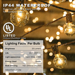 Outdoor String Lights 25Feet Patio Lights w/ 27 Edison Glass Bulbs(2 Spare) Globe Hanging Lights