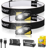 Headlamp Rechargeable, 2 Packs Headlights for Head Super Bright, Motion Sensor LED Head Lamp