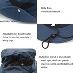 Sun Hats for Men/Women, Wide Brim Bucket Hat Waterproof Breathable Packable Boonie Hat for Fishing UPF 50 UV Protection
