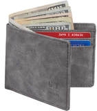 Mens Slim Minimalist Front Pocket Wallet Genuine Leather ID Window Card Case RFID Blocking