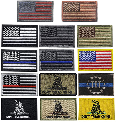 14 Pieces USA Flag Patch Thin Blue Line Tactical American Flag Velcro Patches, Morale Patch