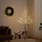 MEETYAMOR 2FT 24LT Led Lighted Birch Tree, Easter Decor Set of 2 24 Inch Small White Christmas Money Artificial Tree, Party Home Mantle Table Top Centerpieces Indoor Winter Decorations