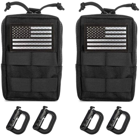 2 Pack Molle Gear Pouches,Tactical Military Back Pouch,Molle Attachments Waterproof Small Utility Pouch