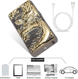 USB Rechargeable Windproof Flameless Electronic Plasma Pulse Double Arc Dragon Lighter 