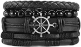 Mix 4 Wrap Bracelets Men Women, Hemp Cords Wood Beads Ethnic Tribal Bracelets, Leather Wristbands