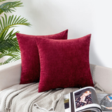 TEAGAN Throw Pillow Covers Soft Cozy Chenille Decorative Pillow Cases Cushion Covers for Home Bedroom Living Room Couch Bed Sofa, 18X18 Inch Deep Red Pack of 2