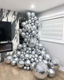 Silver Metallic Chrome Latex Balloons - 50 Pack 12 Inch round Helium Balloons for Birthday Wedding Graduation Baby Shower Party Decorations