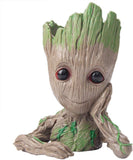  Baby Groot Pen Pot Tree Man Pens Holder or Flower Pot with Drainage Hole Perfect for a Tiny Succulents Plants 6" (Grayish Brown)