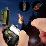 Lighter,Usb Rechargeable Lighter,Windproof Arc Lighter Waterproof,Flameless Electric Lighter,Dual Arc Plasma Lighter with Emergency Whistle for Outdoor Adventure,Survival Tactical,Camping Gadgets…