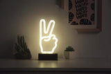 LED Neon White Peace Hand Night Light Peace Hand