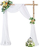PARTISKY Wedding Arch Draping Fabric, 1 Panel 28" X 19Ft White Drapes Sheer Backdrop Curtain for Wedding Ceremony Party Ceiling Decor