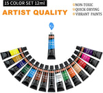 Acrylic Paint Set, Shuttle Art 15 X 12Ml Tubes Artist Quality Non Toxic