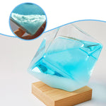 Storm Glass Crystal Weather Forecaster with Creative Stylish, Cube Shape Forecaster Bottle, Decorative Desktop Weather Predictor for Home & Office (Blue)