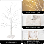 YEAHOME 2FT/24” Birch Tree Light with 24LT Warm White Leds Battery Powered Timer, Artificial Tabletop Tree Light Money Tree Wedding Desk Table Easter Decor Christmas Tree Christmas Decorations (1 PC)