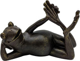 Lying Yoga Meditation Frog Statue - Home Decorative for Ofiice Bookshelf Table Courtyard Balcony and Garden(Bronze)