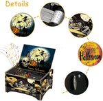 Happy Halloween Wind Up Wooden Music Box, Decorative Collectible Accents, Kids Toys, Gifts, FREE SHIPPING